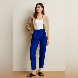Kensie Cobalt Blue Pleated Ankle Pants | Minimalist Retro | Size 6